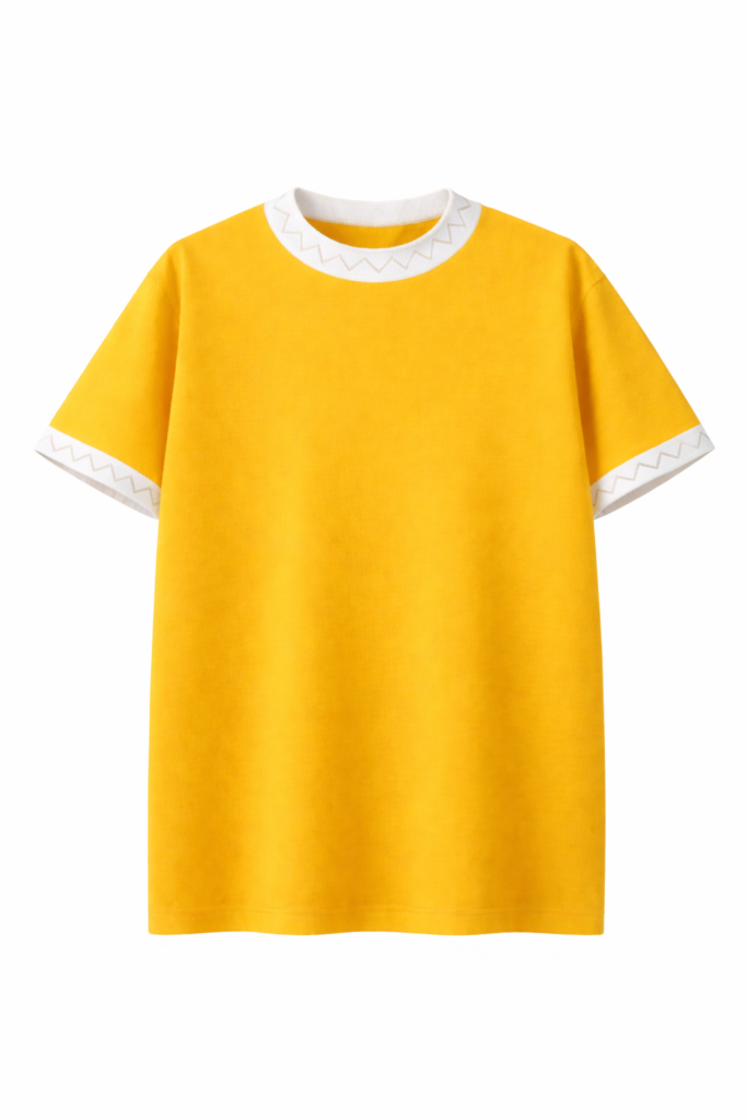 t shirt jaune avec details blancs 3