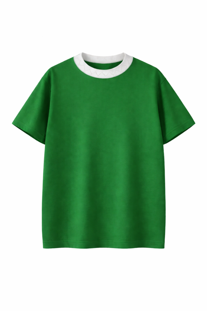 t shirt vert avec col decoratif 1