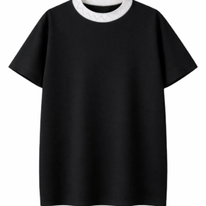 t shirt noir avec col blanc a zigzags 2
